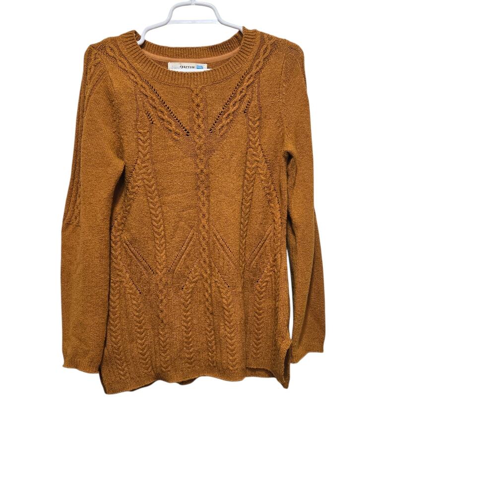 Sparrow Cable Knit Tunic Sweater Mustard Gold Medium